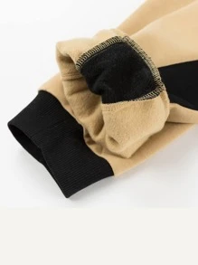 男孩撞色拉鏈連帽衫和腰部抽繩衛褲 - 彩色 - 查看 5