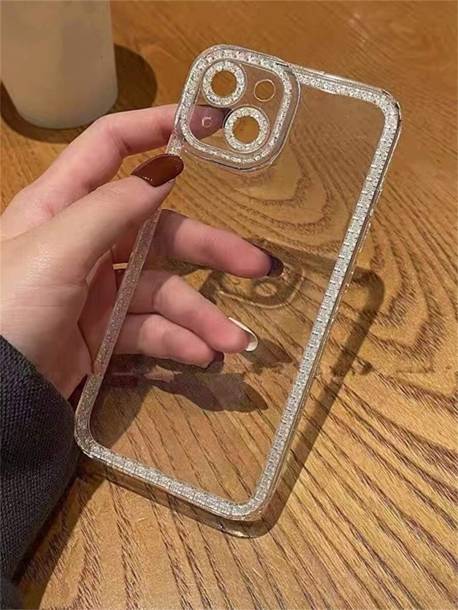 Rhinestone Decor Clear Phone Case For IPhone 11,IPhone 13,IPhone 14 Pro