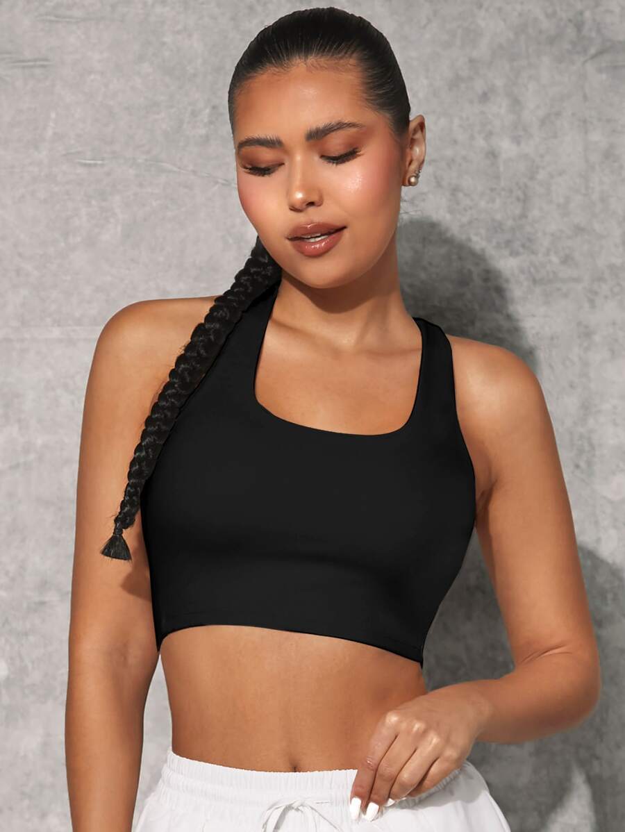 VARSITIE Áo Tees & Tanks  Thể thao Nữ Lộ Lưng Hội Chữ thập màu trơn - màu đen - Xem 1