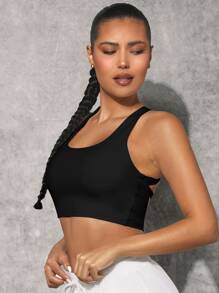 VARSITIE Áo Tees & Tanks  Thể thao Nữ Lộ Lưng Hội Chữ thập màu trơn - màu đen - Xem 5