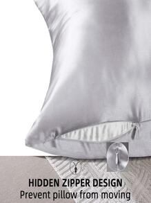 1 pieza liso color suave con diseño de cremallera Funda de cojín sin moderno decorativo Funda de cojín para - Gris Claro - Ver 3