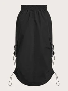 GENKIRA Váy nữ Dây kéo Túi màu trơn Giải trí - màu đen - Xem 2