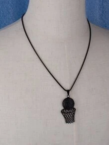 Fashionable and Popular Men Basketball Charm Necklace Alloy for Jewelry Gift and for a Stylish Look - Black - View 5
