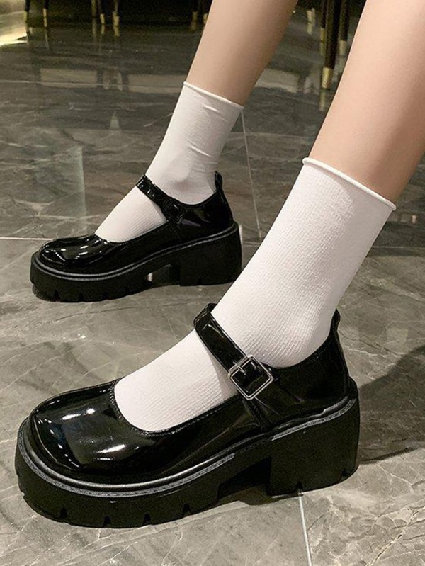 Women Mary Janes, Chunky Heeled Preppy Pumps SHEIN UK