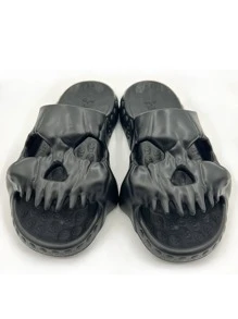 Cool Black Slide Shoes For Men, Skeleton Design EVA Slides - Black - View 2
