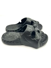 Cool Black Slide Shoes For Men, Skeleton Design EVA Slides - Black - View 3