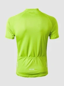 男士半拉鍊羅紋袖短袖運動t恤,男士健身衣服 - 薄荷綠 - 查看 2