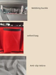 1pc Car Seat Back Hanging Storage Bag - Red - View 3