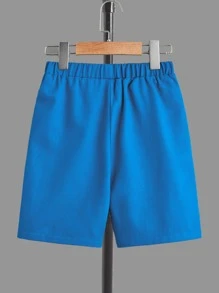 SHEIN 男孩卡通圖案T恤和短褲 - 藍白色 - 查看 6