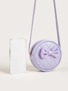 1 Miếng Cô gái Da giả Kẻ sọc Túi đeo vai Với Khâu Thiết kế , Mềm mại & vui tươi , Mini Tròn Túi đeo chéo Đối với Sử dụng hàng ngày , Tím - Màu tím - Xem 7