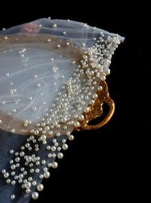 1pc Solid Color Faux Pearl Decor Bridal Veil For Wedding Fall Clothes For Women Valentine's Day Accessories - White - View 4