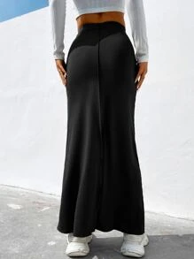 SHEIN EZwear High Waist Straight Skirt - Black - View 2