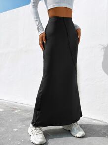 SHEIN EZwear High Waist Straight Skirt - Black - View 4