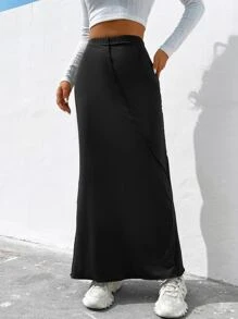 SHEIN EZwear High Waist Straight Skirt - Black - View 6
