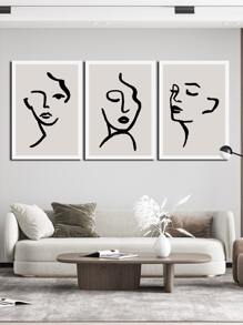 3入組抽象人物圖案無框畫 - 彩色 - 查看 4