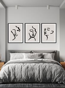 3入組抽象人物圖案無框畫 - 彩色 - 查看 5