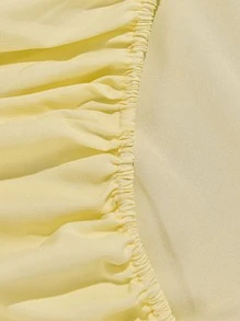 1入組素色合身簡約風素色織物床笠適用於臥室 - 黃色 - 查看 7