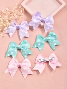 6入組小女童波卡圓點蝴蝶結裝飾髮夾 - 彩色 - 查看 2