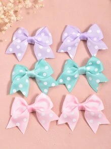 6入組小女童波卡圓點蝴蝶結裝飾髮夾 - 彩色 - 查看 3