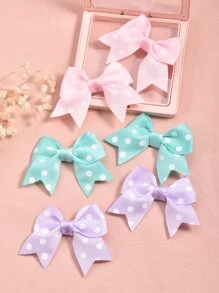 6入組小女童波卡圓點蝴蝶結裝飾髮夾 - 彩色 - 查看 5