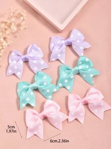 6入組小女童波卡圓點蝴蝶結裝飾髮夾 - 彩色 - 查看 6