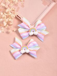 2 cái Kẹp tóc cầu vồng & nơ trang trí cho bé gái mới tập đi - Nhiều màu - Xem 5