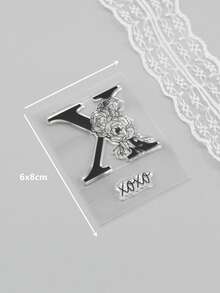 1 pieza Sello con estampado de flor y letra - transparente - Ver 2