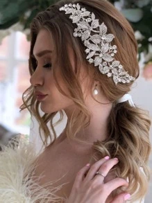 Rhinestone Flower Decor Bridal Hair Comb Boho Tiaras Valentine's Day Accessories