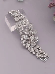 Rhinestone Flower Decor Bridal Hair Comb Boho Tiaras Valentine's Day Accessories