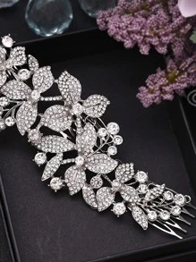 Rhinestone Flower Decor Bridal Hair Comb Boho Tiaras Valentine's Day Accessories