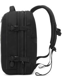 POSO 男士大功能背包前拉鏈旅行後背包 - 黑色 - 查看 7