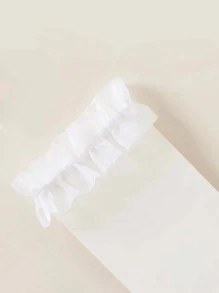 Vớ viền ren trên đầu gối - trắng - Xem 3