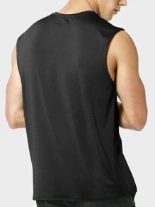 Men Solid Sports Tank Top Gym Clothes Men Basic T Shirt - Black - View 2