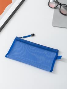 1pc Plain Pencil Bag - Blue - View 3