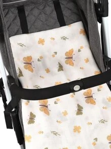 2 Stück/Set Oeko-Tex zertifizierte, bequeme und atmungsaktive Baby-Pucktücher mit Schmetterlingsdruck in Weiß und Kaffee, geeignet für den täglichen Gebrauch