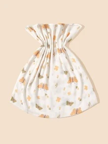 2 Stück/Set Oeko-Tex zertifizierte, bequeme und atmungsaktive Baby-Pucktücher mit Schmetterlingsdruck in Weiß und Kaffee, geeignet für den täglichen Gebrauch