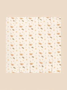 2 Stück/Set Oeko-Tex zertifizierte, bequeme und atmungsaktive Baby-Pucktücher mit Schmetterlingsdruck in Weiß und Kaffee, geeignet für den täglichen Gebrauch