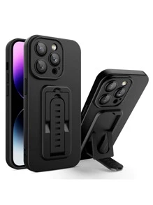 Plain Phone Case With Holder - Black - View 2