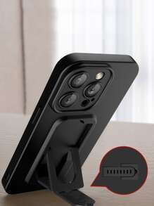 Plain Phone Case With Holder - Black - View 5