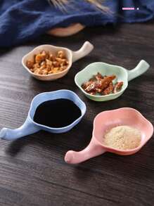 1入組帶把手塑料調味盤廚房用創意花形醬汁盤 - 米色 - 查看 2