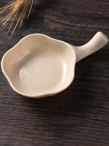 1入組帶把手塑料調味盤廚房用創意花形醬汁盤 - 米色 - 查看 1