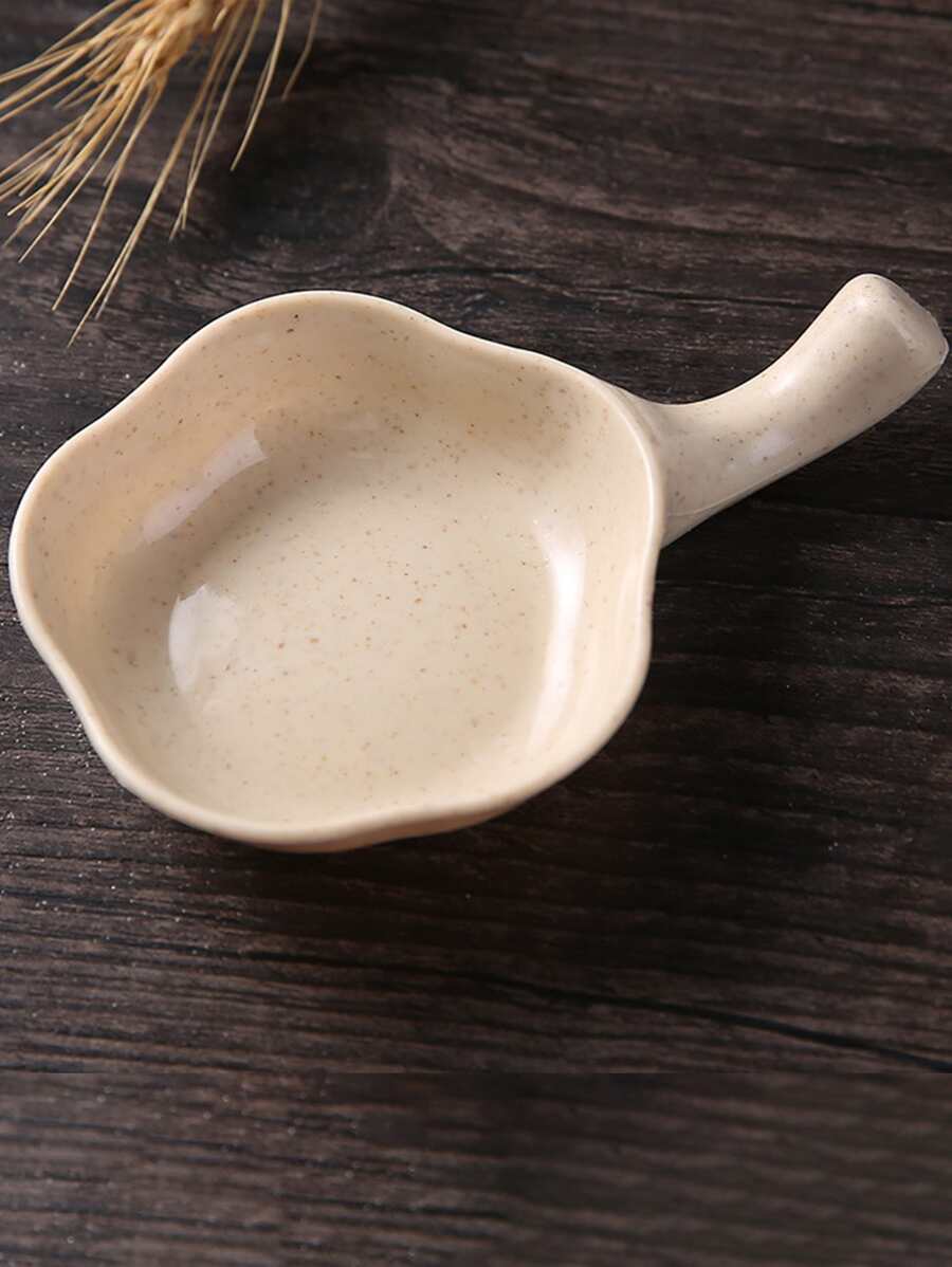 1入組帶把手塑料調味盤廚房用創意花形醬汁盤 - 米色 - 查看 1