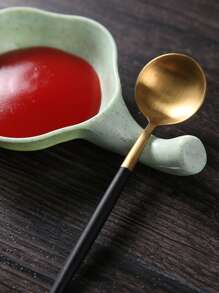 1入組帶把手塑料調味盤廚房用創意花形醬汁盤 - 米色 - 查看 4