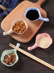 1入組帶把手塑料調味盤廚房用創意花形醬汁盤 - 米色 - 查看 9