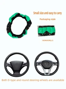 MEIKAXIU 1 chiếc Bọc vô lăng ô tô bằng da PU sợi carbon thoải mái không có vòng trong, phù hợp với vô lăng 14,5-15 inch, phụ kiện nội thất ô tô, dành cho cả nam và nữ, sử dụng trong 4 mùa - màu xanh lá - Xem 7