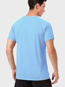 Men Letter Graphic Sports Tee - Baby Blue - View 2