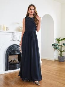 BABYONLINE D.R.E.S.S. Vestido de vestir con encaje de gasa - Azul Marino - Ver 6