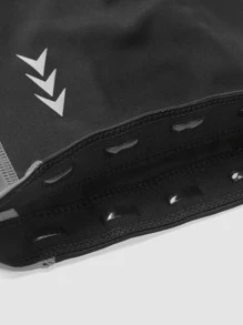 Men Letter Graphic Top-stitching Sports Tights - Black - View 3