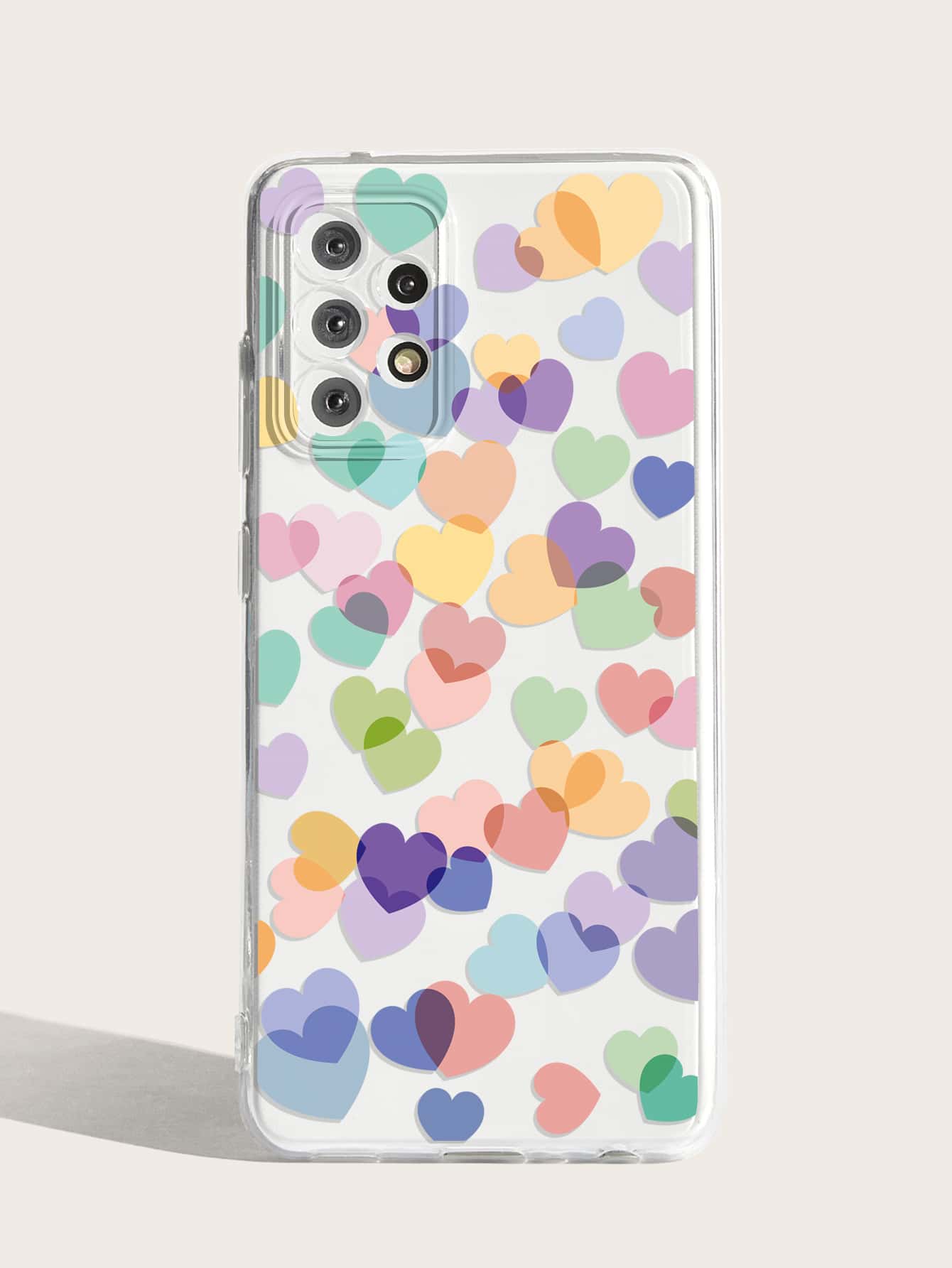 Funda de teléfono transparente con diseño de corazón - Multicolor - Añade 3