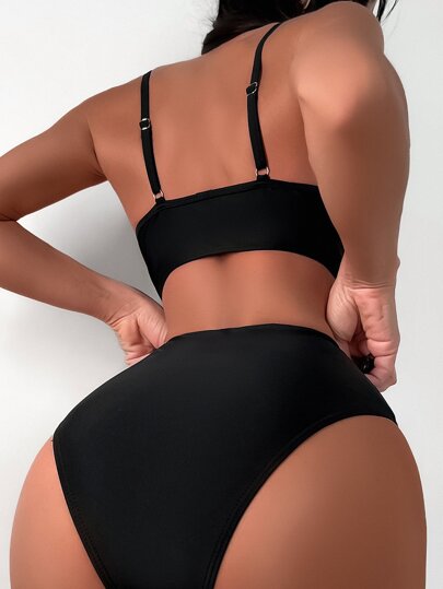 Summer Beach Cut Out Harness One Piece Swimsuit